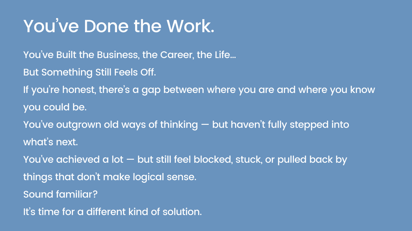 Breakthrough Bootcamp website header describing feeling stuck despite success, for entrepreneurs, leaders, and high-performing professionals ready for personal transformation.